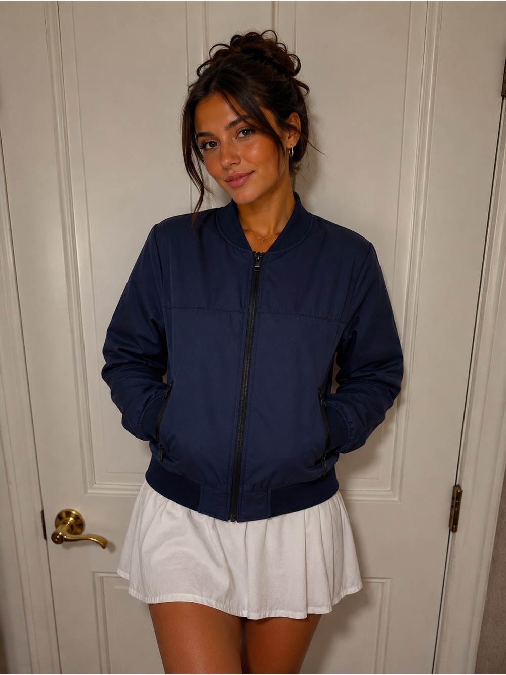 Zara Dark Blue Bomber Jacket